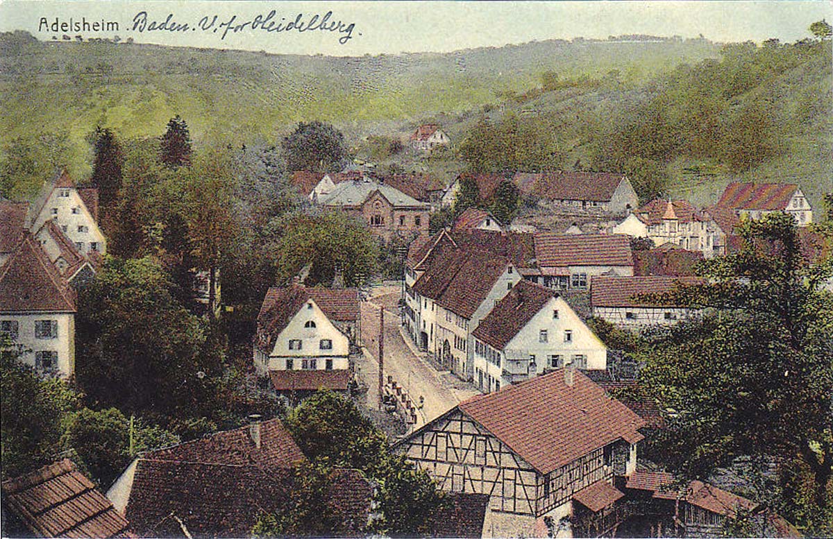 Panorama von Adelsheim mit Hindenburgplatz um 1910