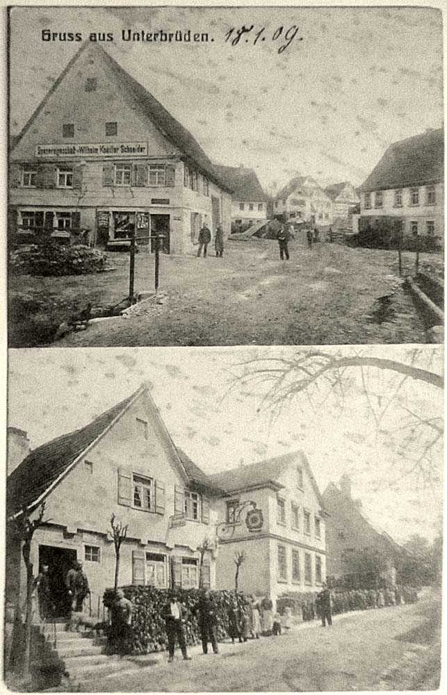 Auenwald. Unterbrüden - Bewohner und Geschäfte, 1909
