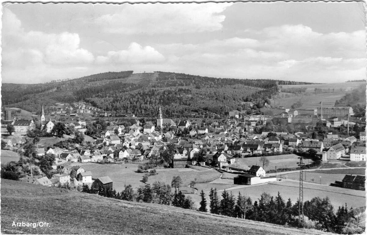 Arzberg (Oberfranken). Panorama der Stadt, 1956