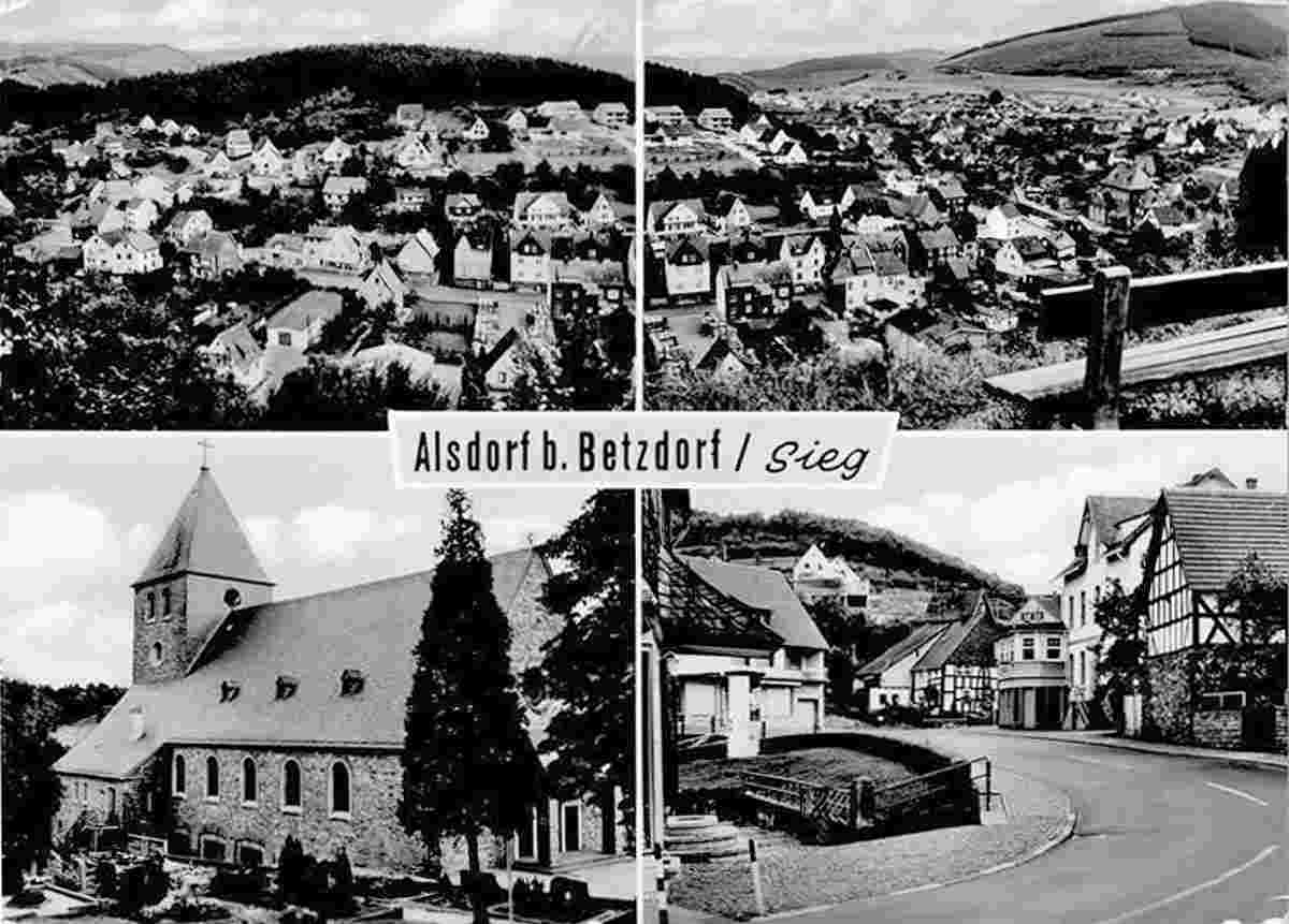 Blick auf Alsdorf, Kirche, Straße
