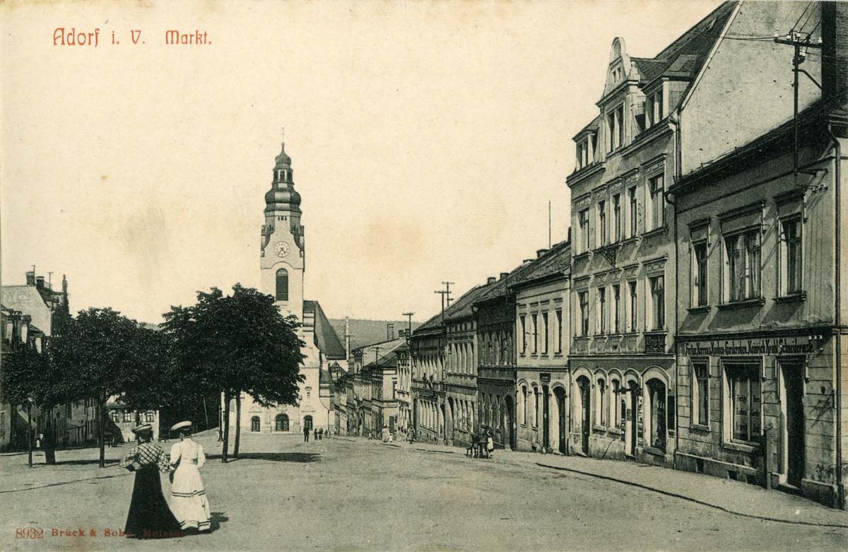 Adorf (Vogtlandkreis). Markt und Michaeliskirche, 1907