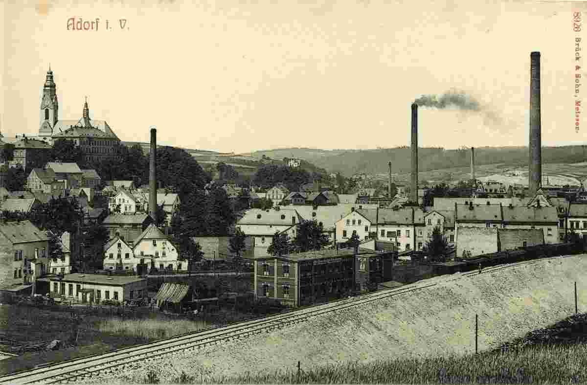 Adorf. Panorama der Stadt, 1907