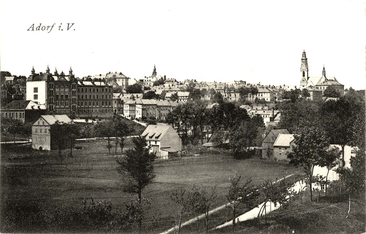 Adorf (Vogtlandkreis). Panorama der Stadt, 1907