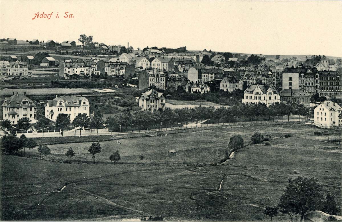 Adorf (Vogtlandkreis). Panorama der Stadt, 1913