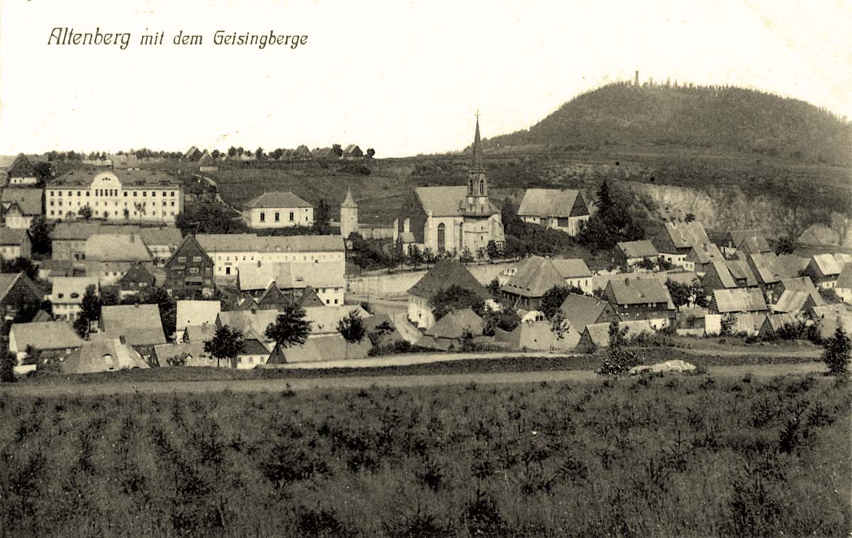 Altenberg (Erzgebirge). Stadtansicht mit Geisingberg, 1909