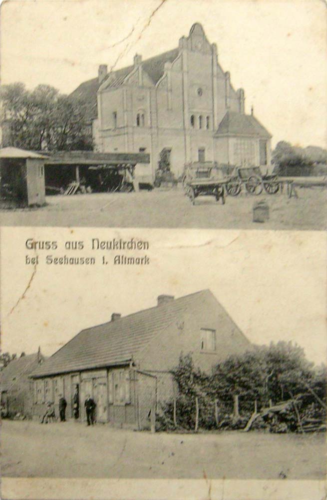 Altmärkische Wische. Neukirchen - Blick auf Dorf Gebäuden