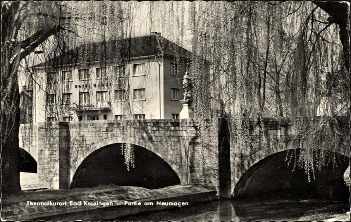 Bad Krozingen. Brücke über kleine fluss Neumagen, 1965