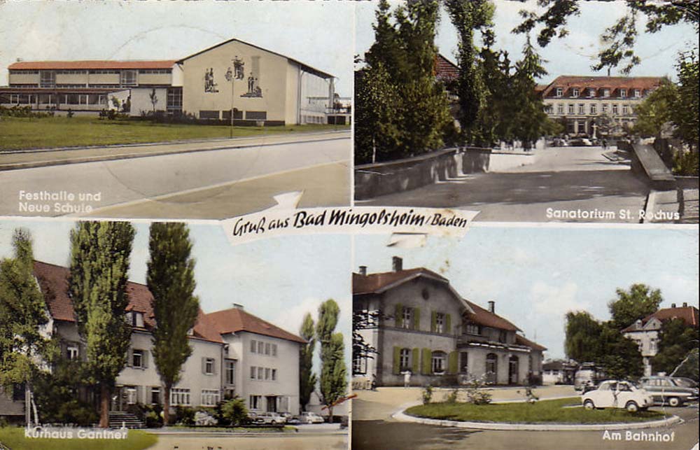 Bad Schönborn. Mingolsheim - Festhalle und Neue Schule, 1964