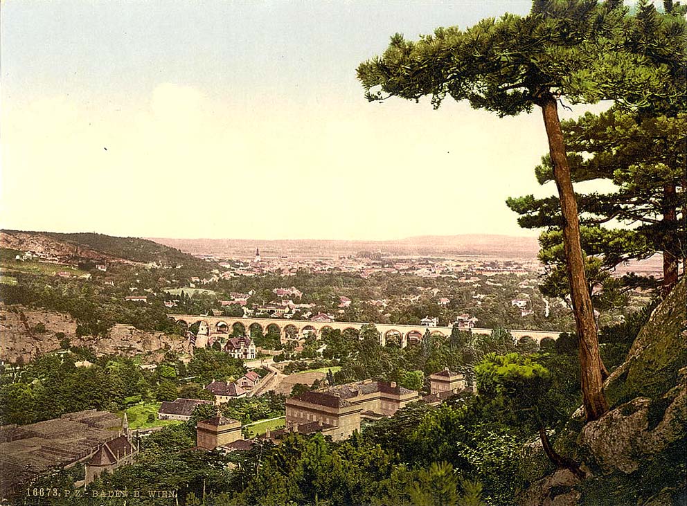 Baden-Baden. Totalansicht mit Schloß, um 1890