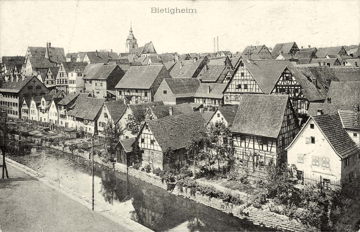 Bietigheim-Bissingen. Panorama von Fluss und Stadt, 1911