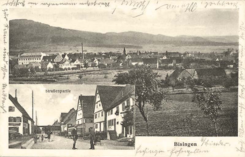 Bisingen. Panorama von Dorfstraße, 1935