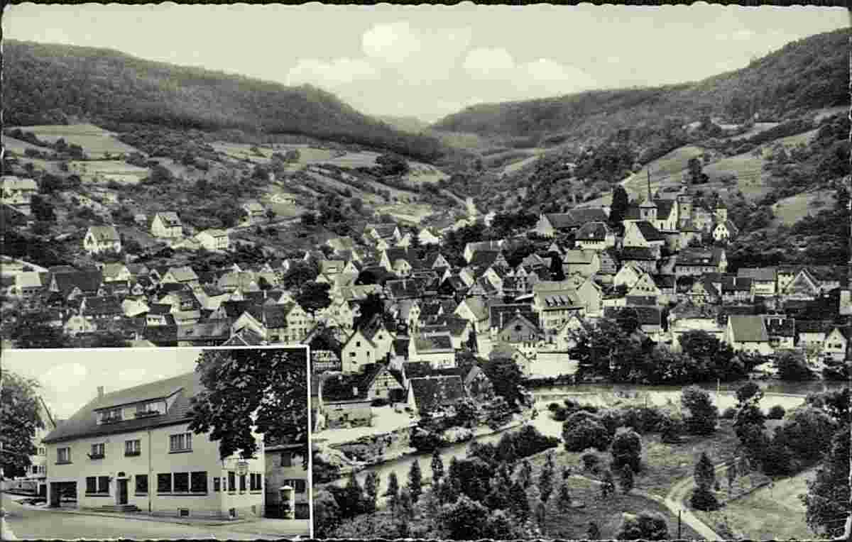 Panorama von Braunsbach, Gasthof und Metzgerei zum Löwen, um 1950s