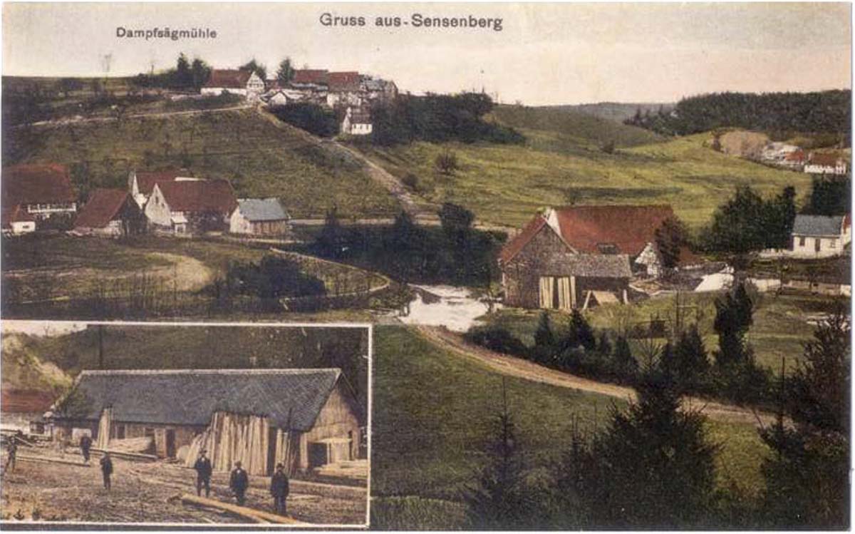 Bühlerzell. Panorama von Senzenberg, Dampfsäg Mühle