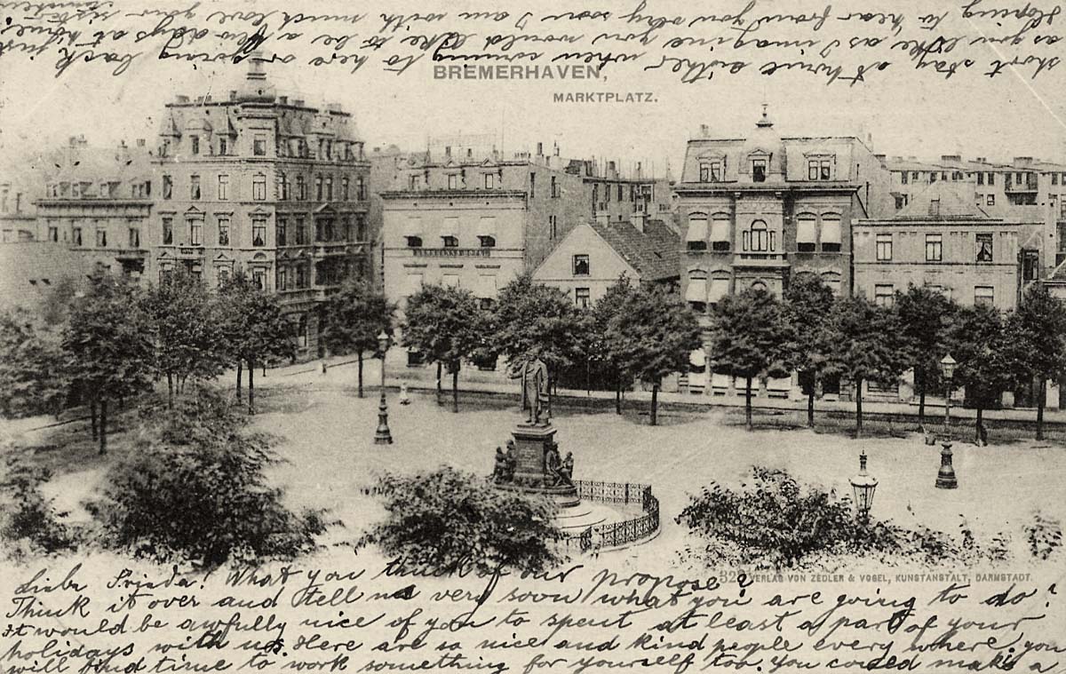 Bremerhaven. Marktplatz mit Bürgermeister Smidt-Denkmal, 1905