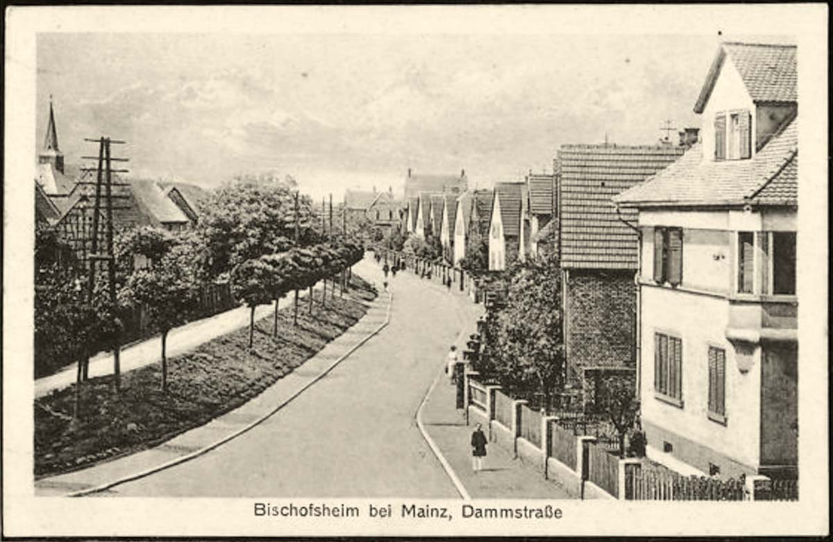 Bischofsheim (Mainspitze). Dammstraße, 1924