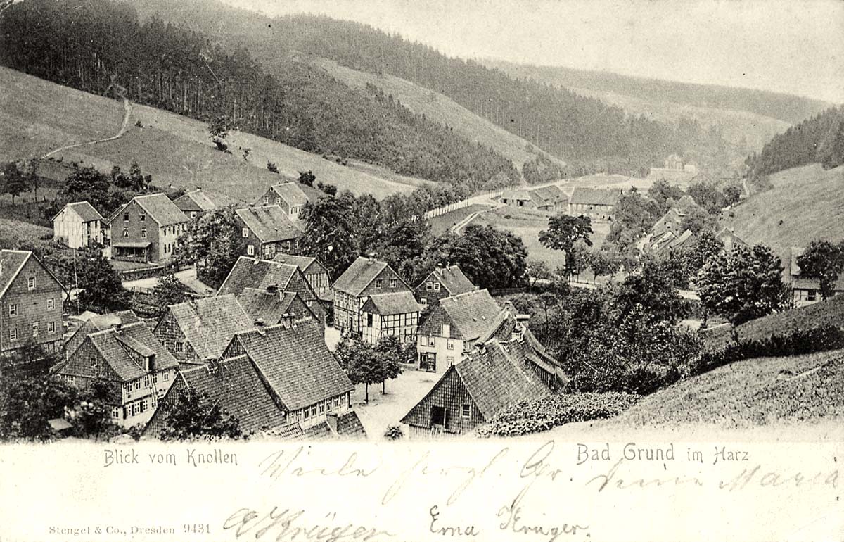 Bad Grund (Harz). Panorama der Stadt vom Knollen, 1905