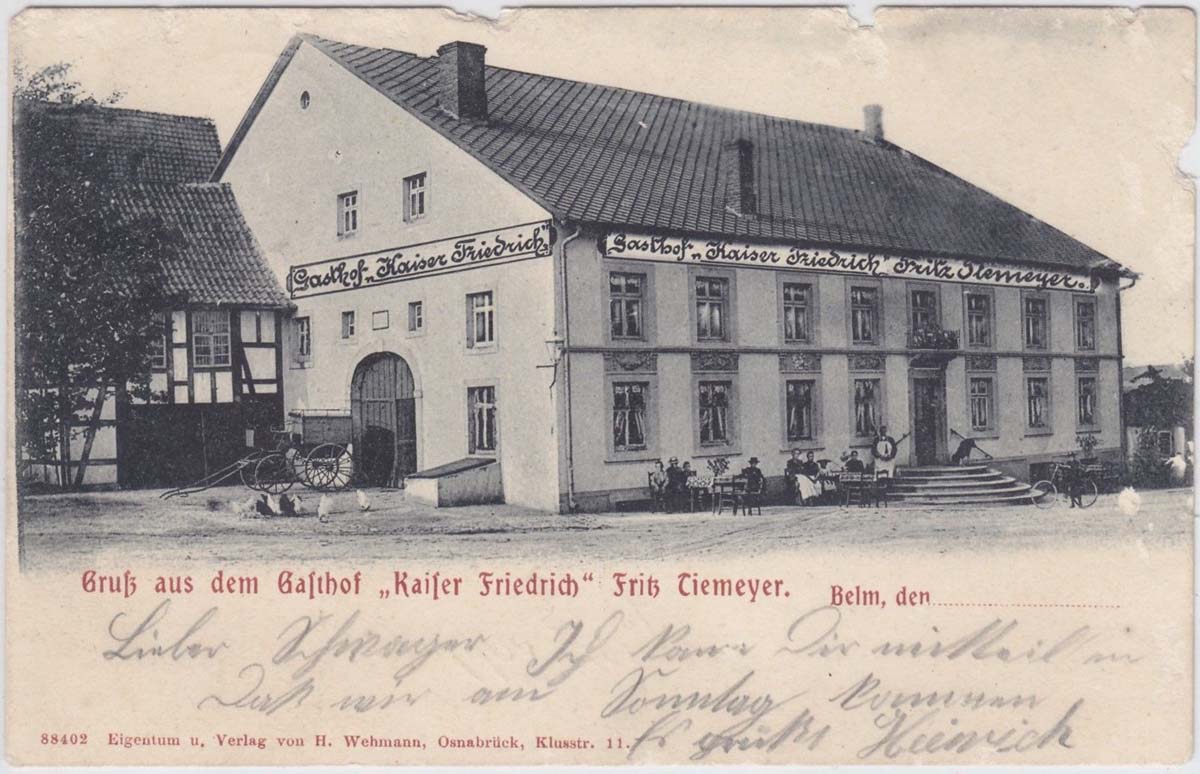 Belm. Gasthof 'Kaiser Friedrich', um 1900