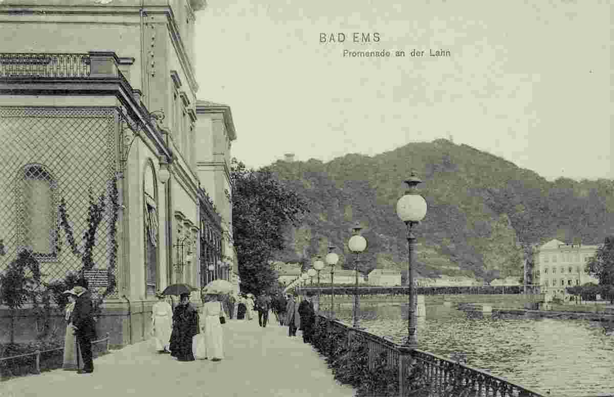 Bad Ems. Promenade an der Lahn, 1909