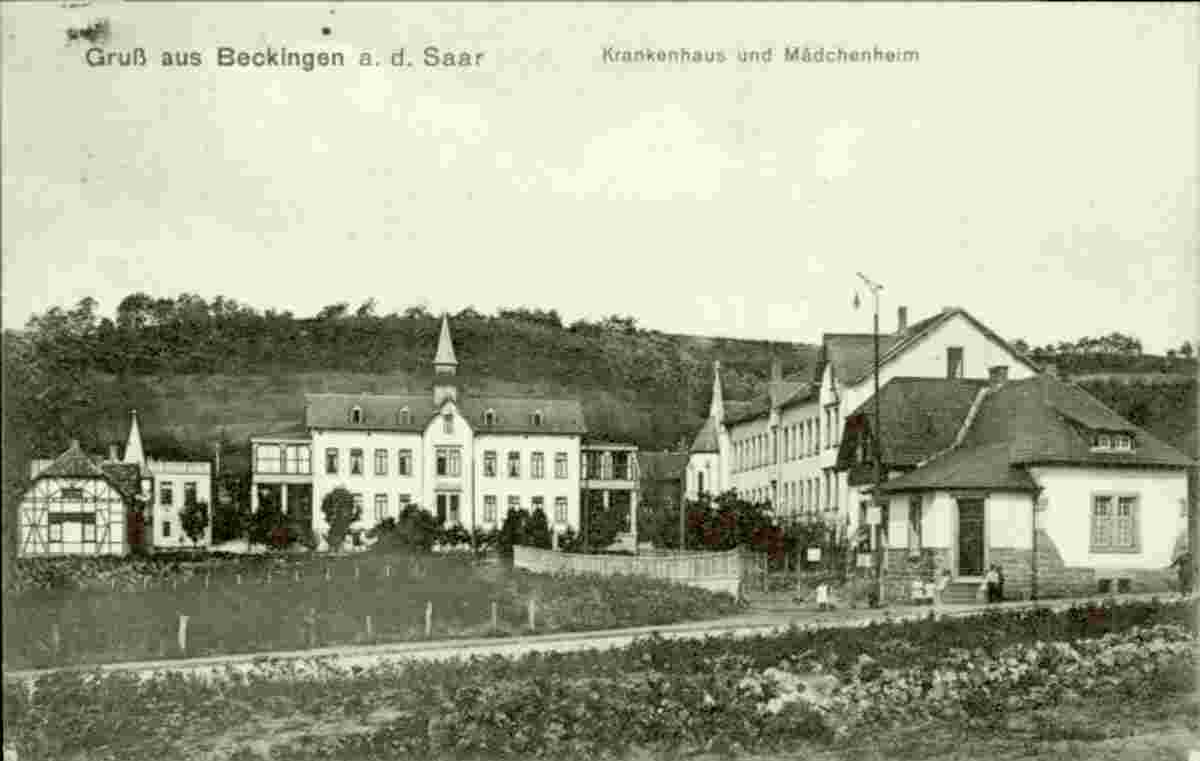 Beckingen. Krankenhaus und Mädchenheim, 1914