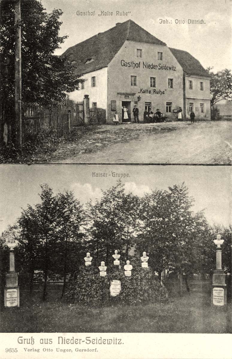 Bahretal. Niederseidewitz - Gasthof und Kaiser Gruppe, 1908