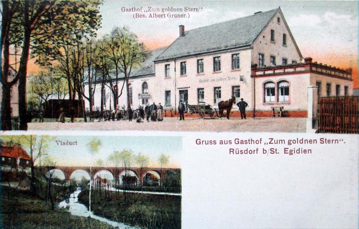 Bernsdorf (Zwickau). Rüsdorf - Gasthof 'Zum golden Stern' und Viaduct
