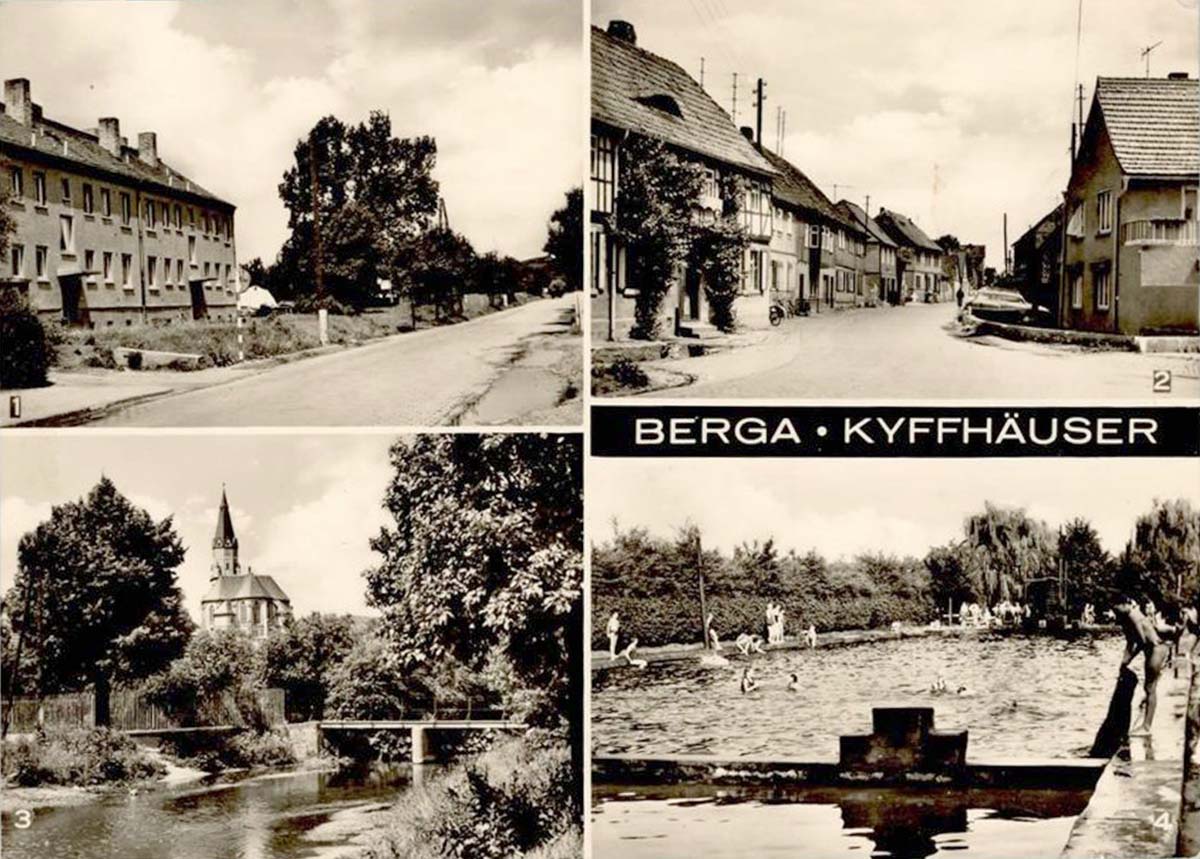 Berga (Kyffhäuser). Nordhäuser Straße, Stolberger Straße, Kirche, Freibad