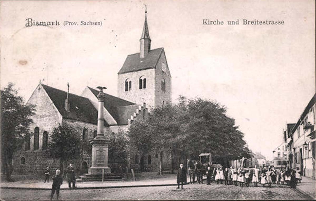 Bismark (Altmark). Kirche und Breitscheidstraße, 1912