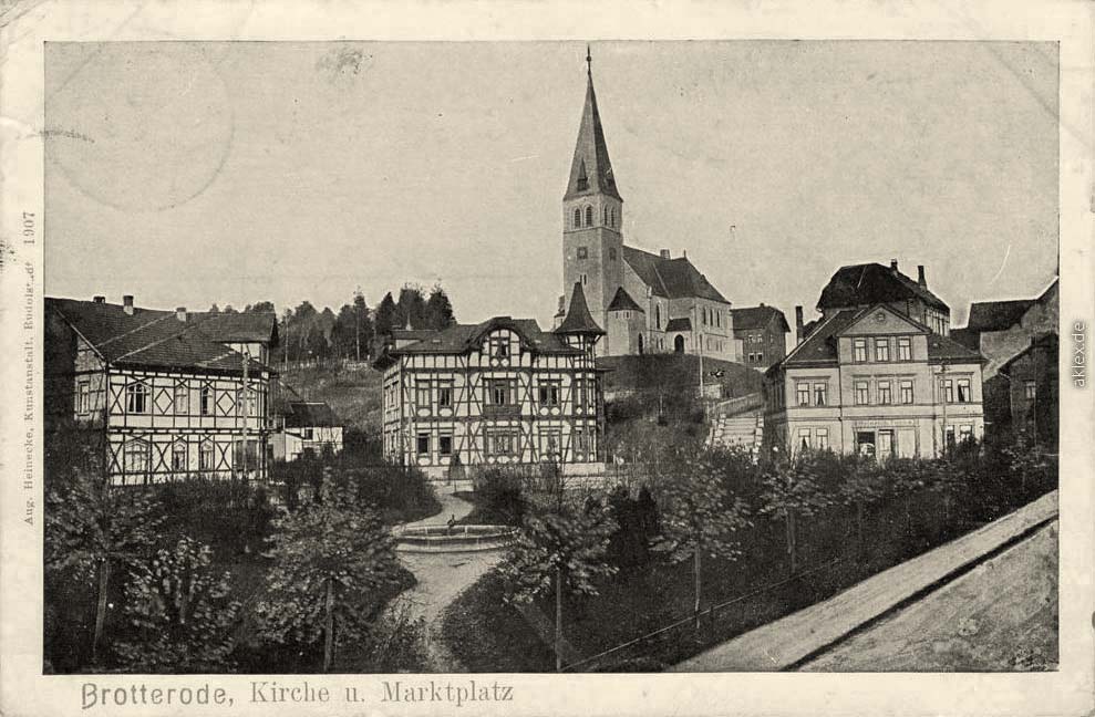 Brotterode-Trusetal. Kirche und Marktplatz, 1907