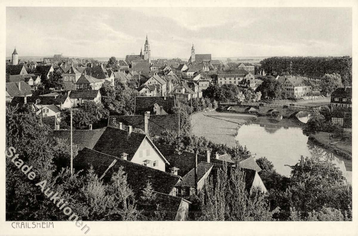 Panorama von Crailsheim und fluss Jagst