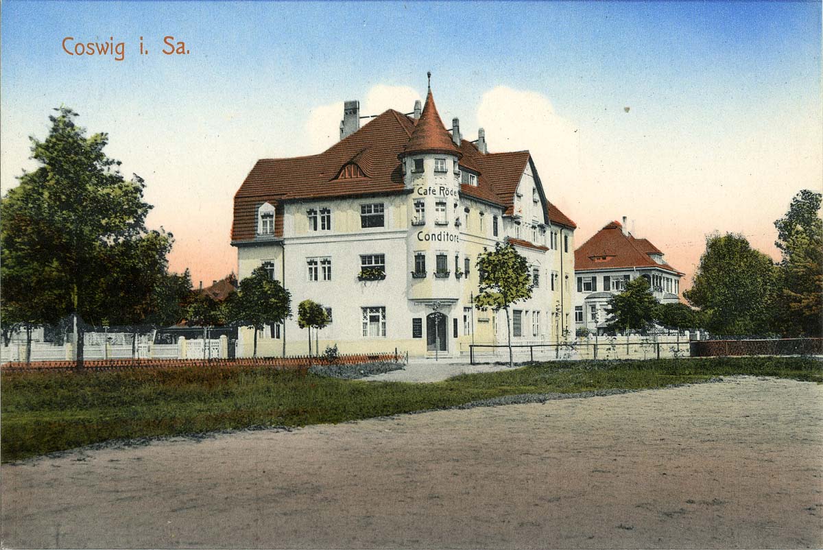 Coswig (Sachsen). Cafe Röder, Konditorei, 1912