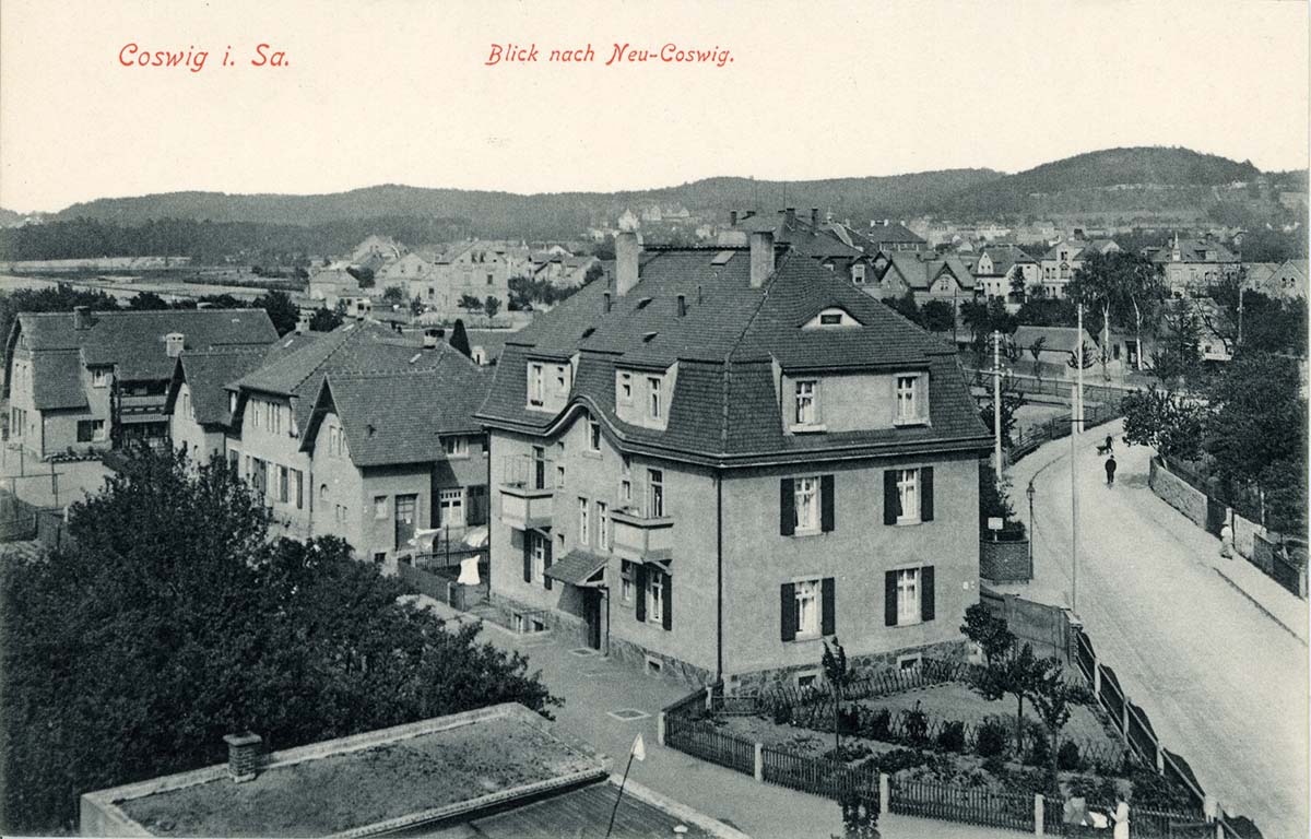 Coswig (Sachsen). Neucoswig - Blick zur Ortsteil, 1913