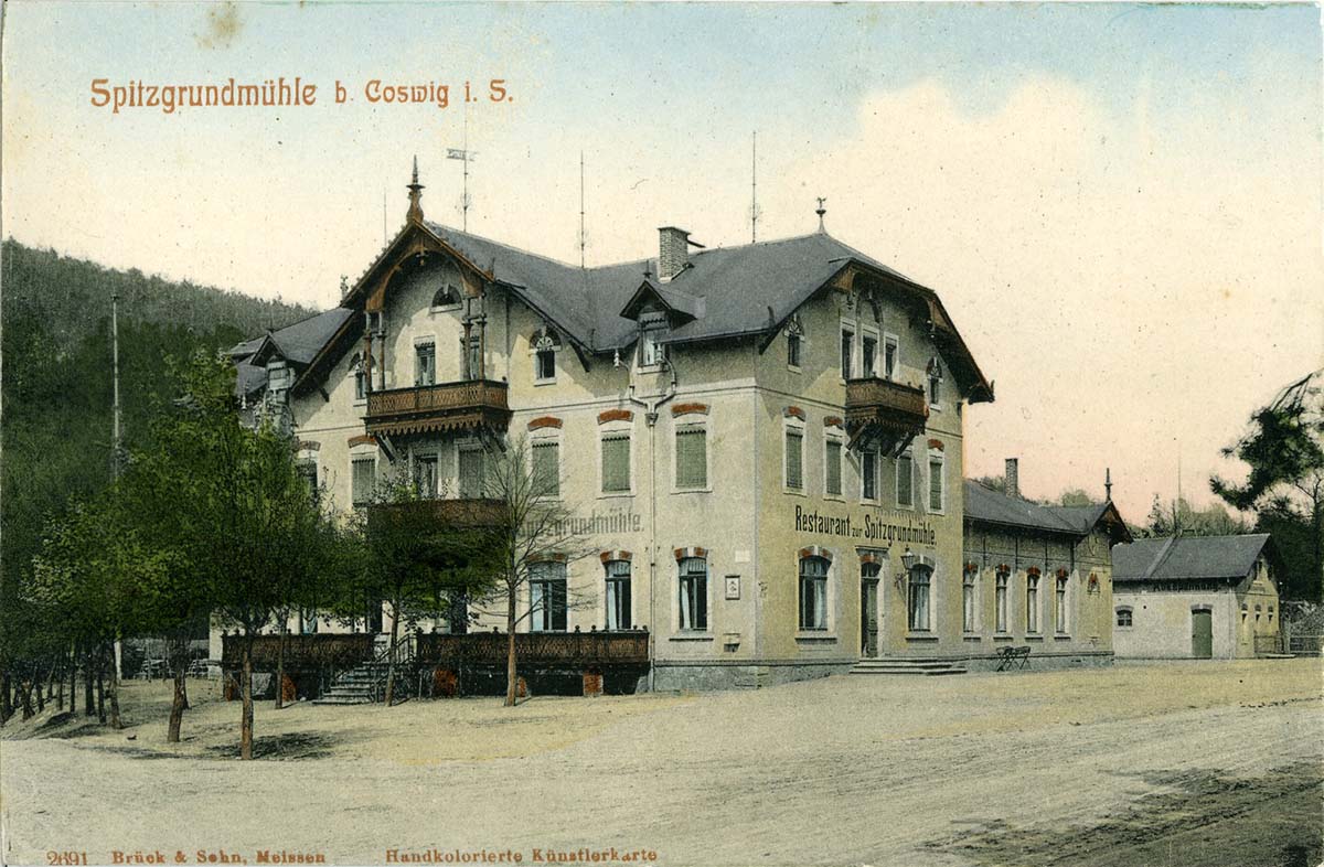 Coswig (Sachsen). Restaurant zur Spitzgrundmühle, 1902