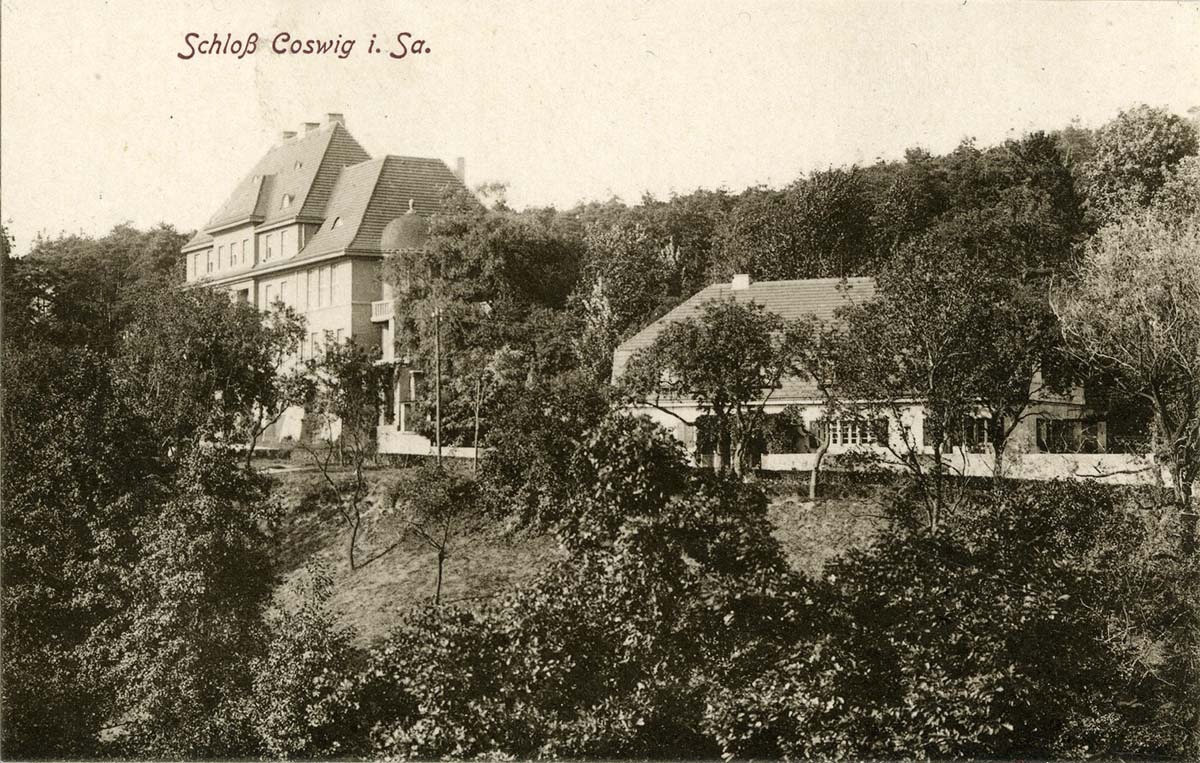 Coswig (Sachsen). Spitzgrund, Schloss, später Sanatorium Gebäude, 1917