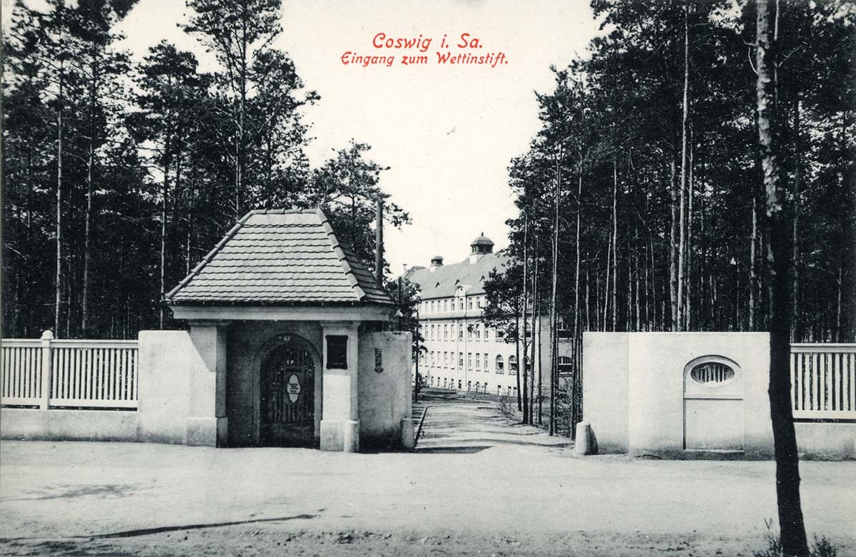 Coswig (Sachsen). Wettinstift, Verpflegeheim, Eingang, 1915