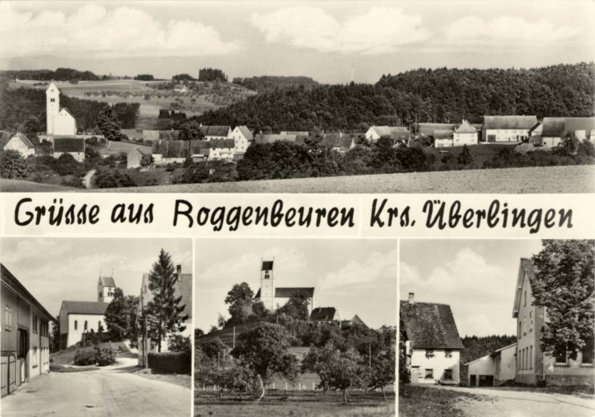 Deggenhausertal. Roggenbeuren - Panorama von Ortsstraßen und Kirche
