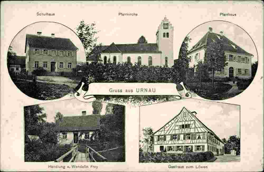 Deggenhausertal. Urnau - Schule, Pfarrkirche