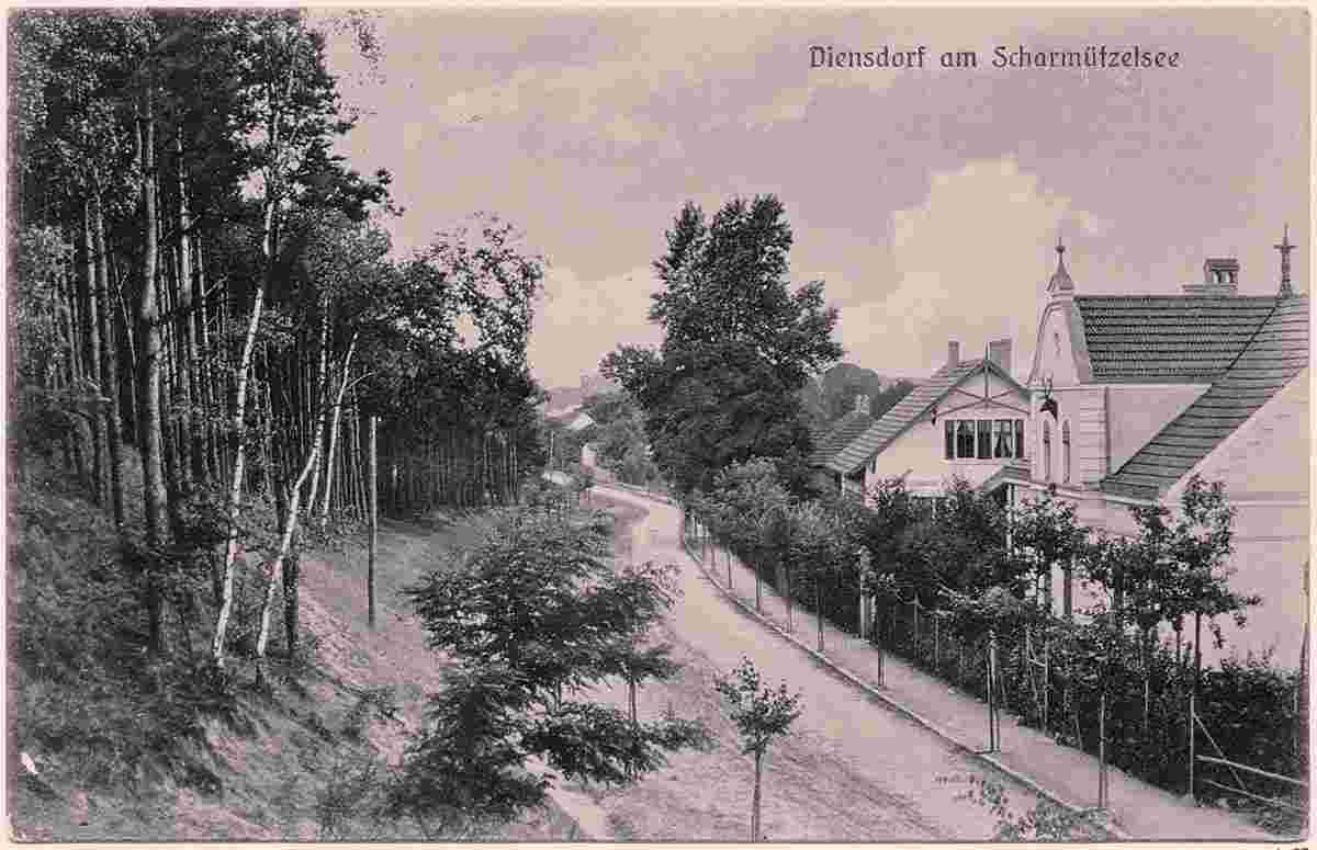 Diensdorf-Radlow. Diensdorf - Blick auf dorfstraße, 1913