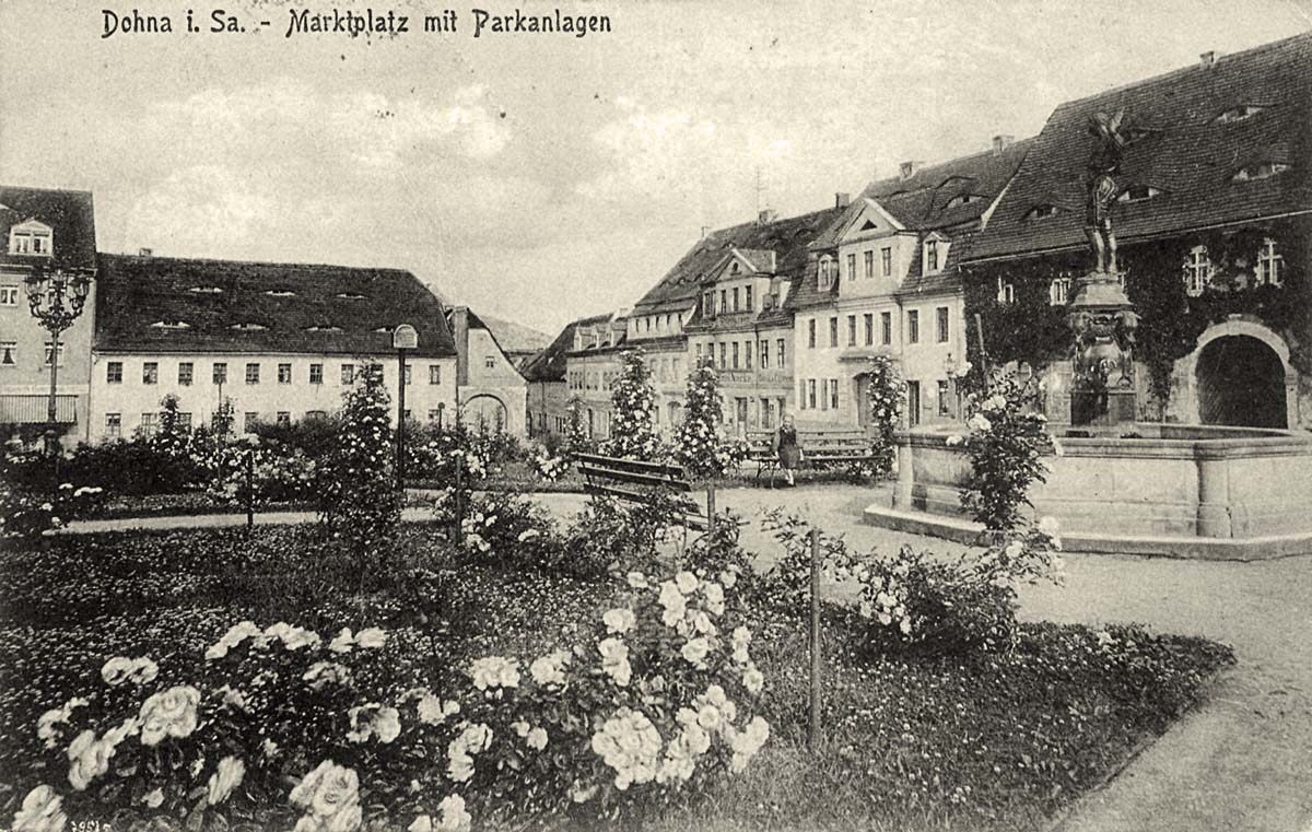 Dohna. Marktplatz mit Parkanlangen, 1921