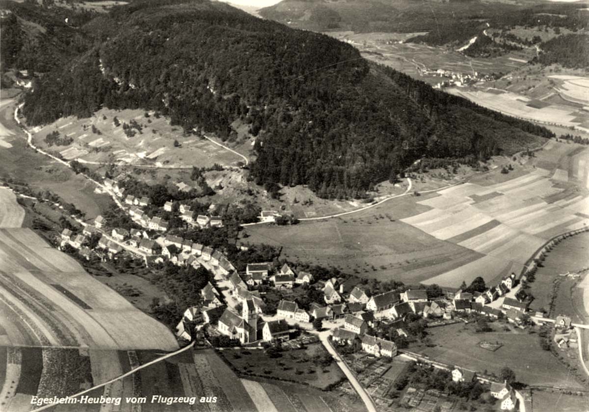 Panorama von Egesheim vom Flugzeug aus, um 1955