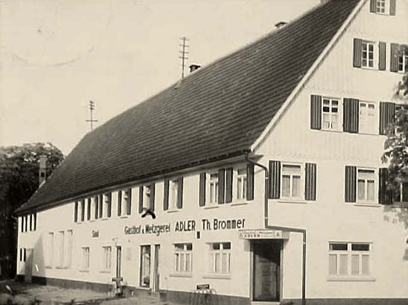 Ehningen. Gasthof und Metzgerei 'Zum Adler' von Th. Brommer, 1938
