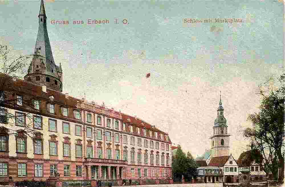 Erbach. Gräfliches Schloß mit Marktplatz, 1908