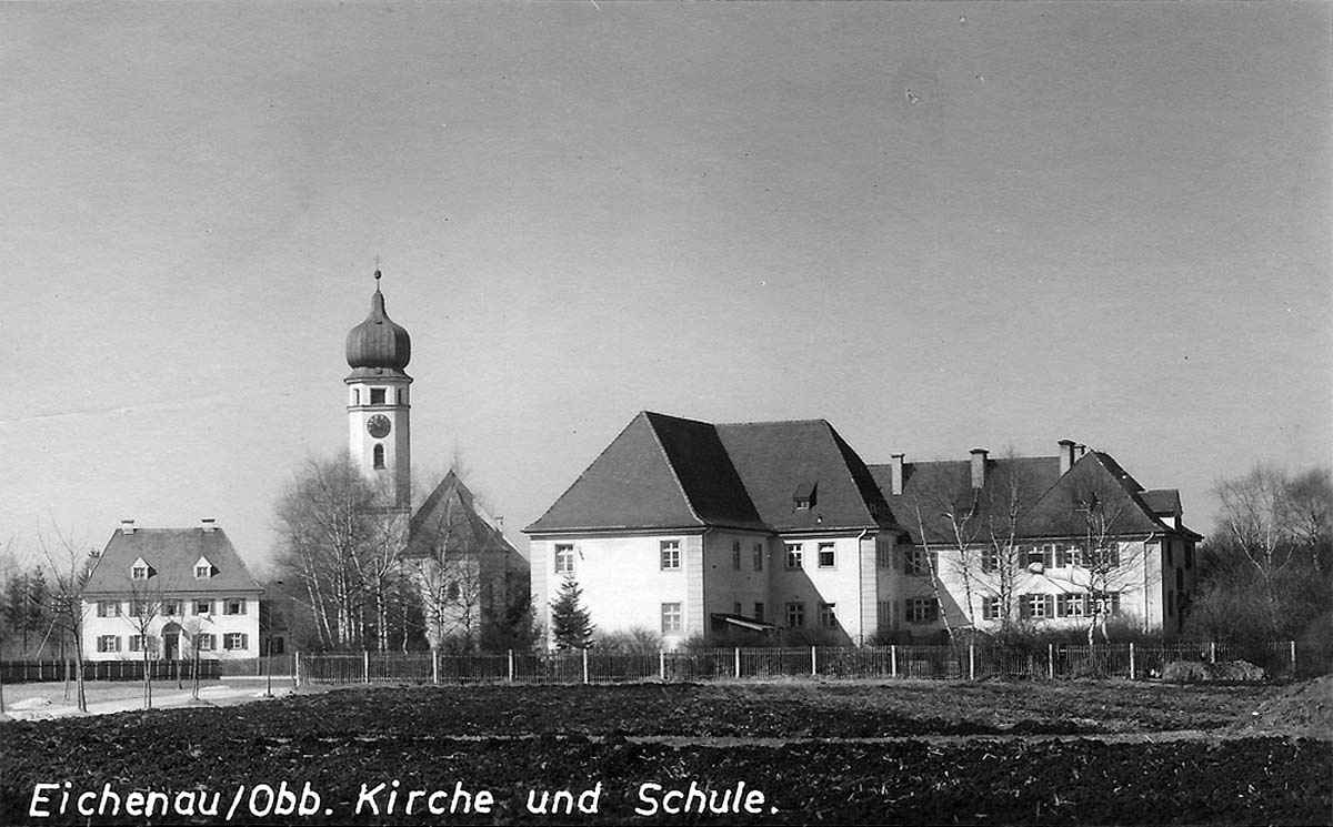 Eichenau. Kirche und Schule, 1930