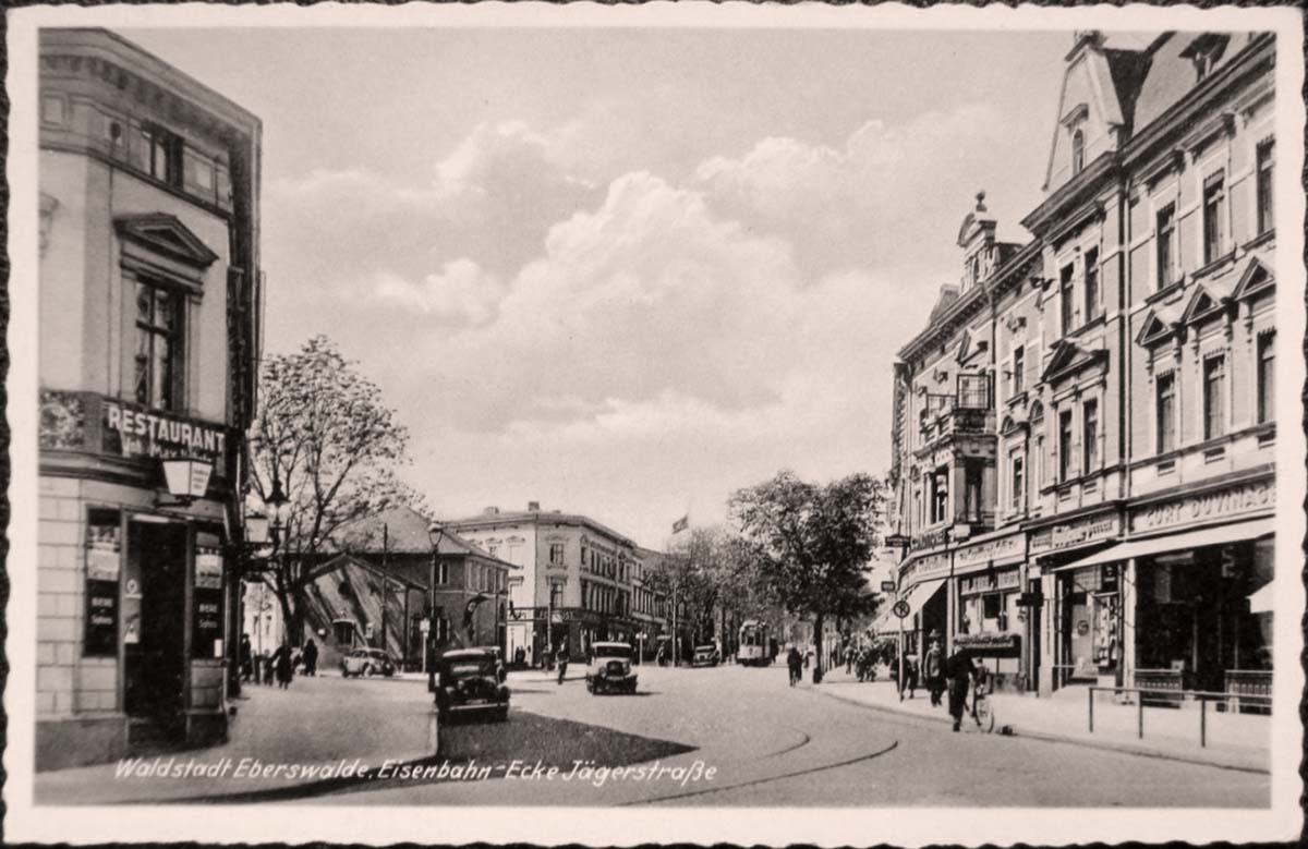 Eberswalde. Ecke Eisenbahnstraße und Jägerstraße, um 1940