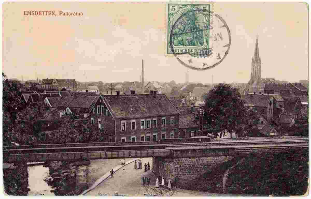 Emsdetten. Panorama der Stadt und Eisenbahn, 1913