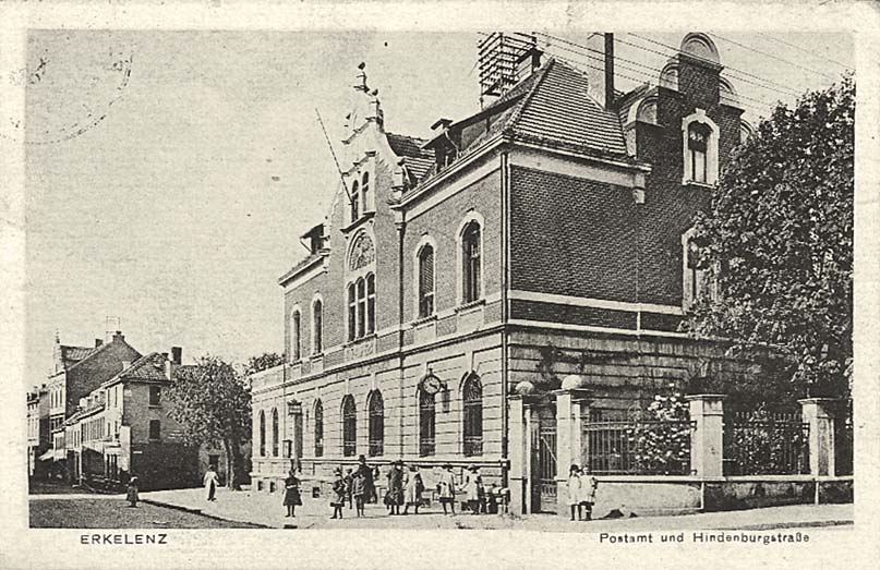 Erkelenz. Postamt und Hindenburgstraße, 1920