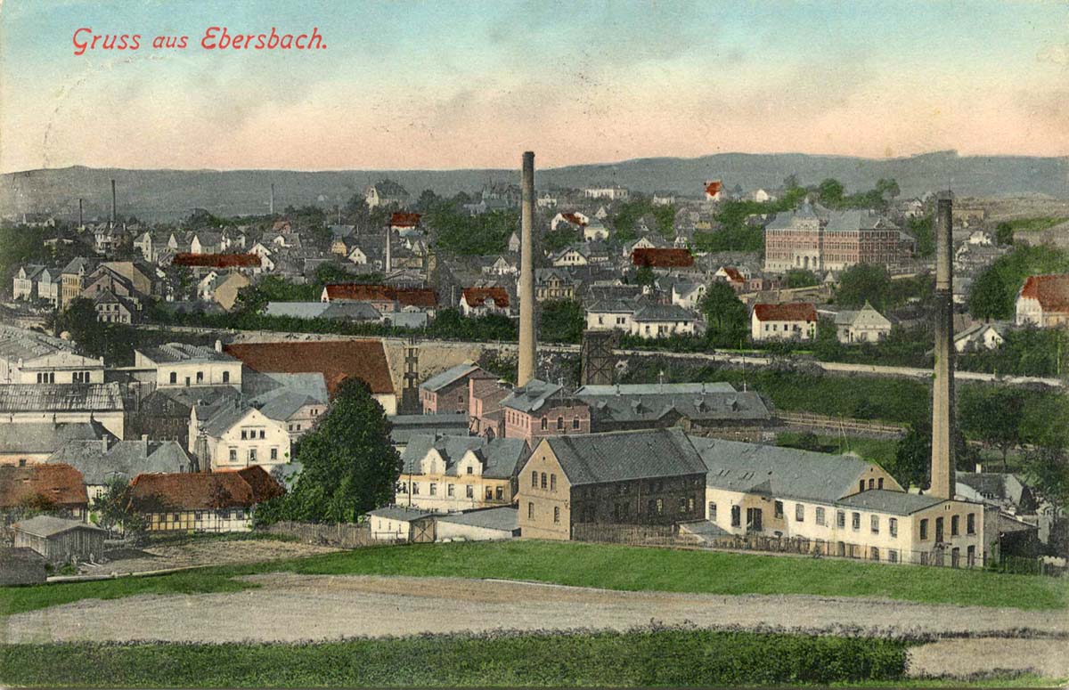 Ebersbach-Neugersdorf. Panorama der Stadt, 1908