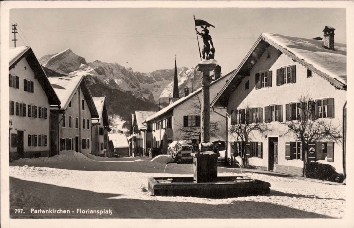 Partenkirchen - Brunnen am Floriansplatz, 1937