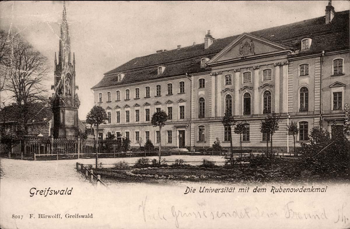 Greifswald. Universität und Rubenow Denkmal, 1906