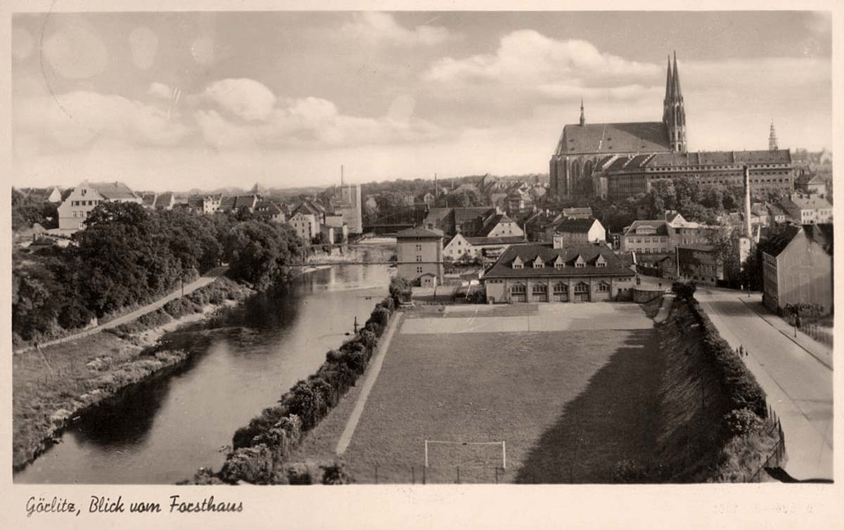Görlitz. Blick vom Forsthaus und Kirche, 1950