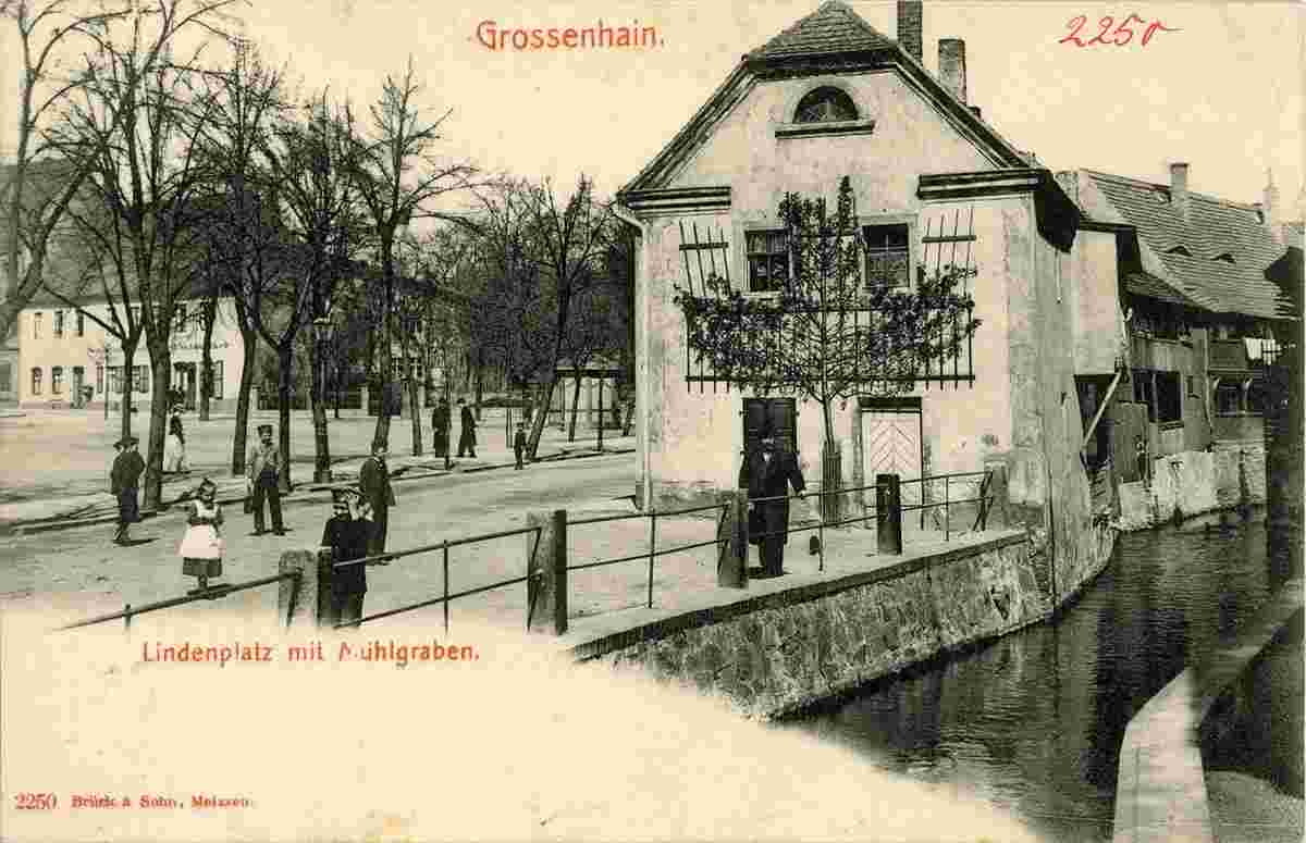 Großenhain. Lindenplatz mit Mühlgraben, 1902